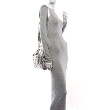 Christian Dior Metallic Grained Calfskin Cannage Small Lucky Badges My Lady Dior Silver 2 of 10