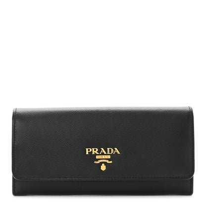 Prada Saffiano Continental Flap Wallet Black Ibisco 1 of 12