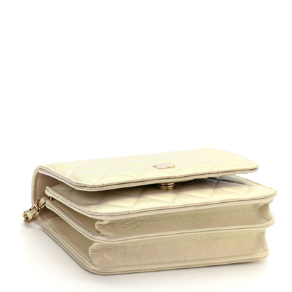 Chanel Iridescent Lambskin Quilted Mini Wallet On Chain WOC Ivory 4 of 11