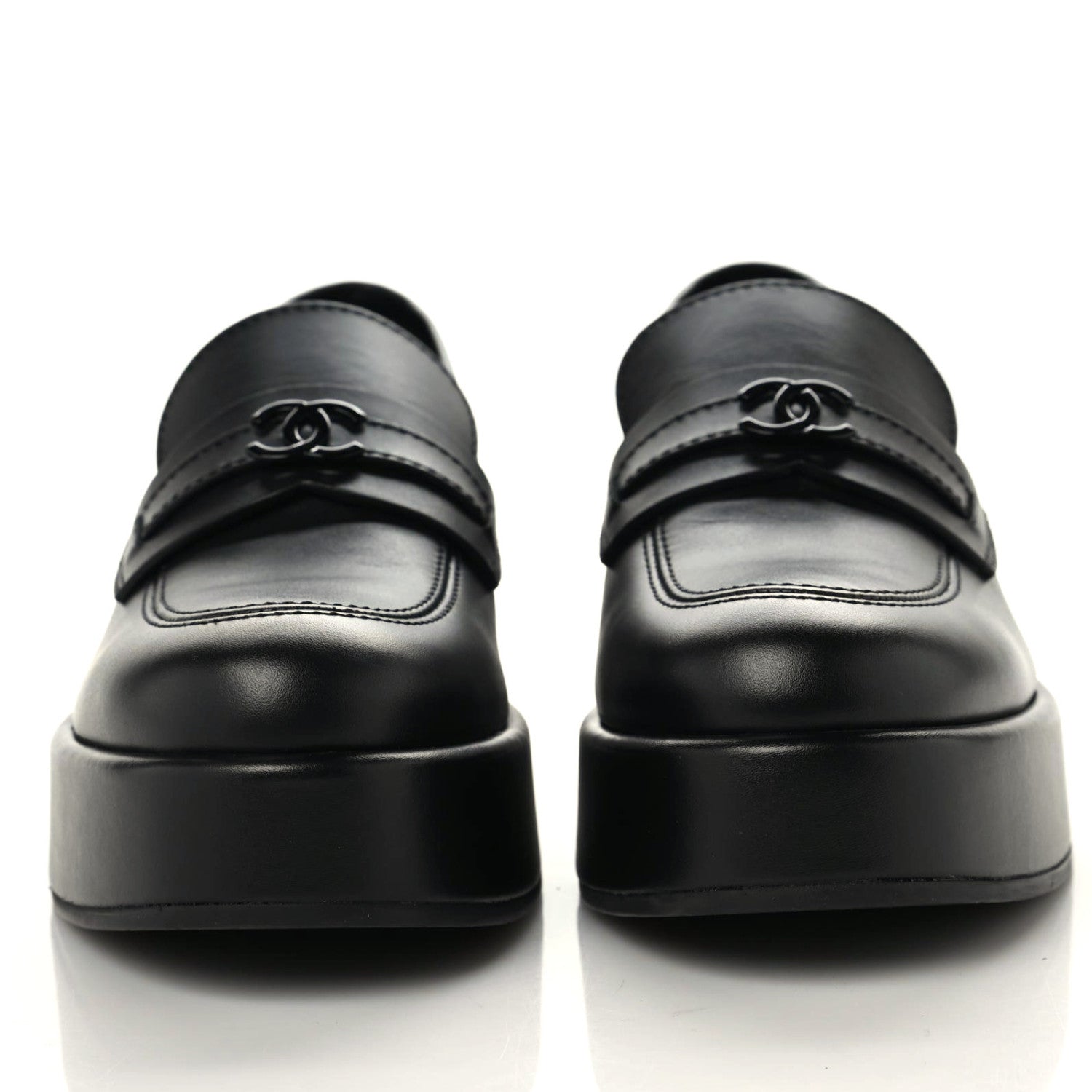 Chanel Calfskin CC Platform Loafers 40 Black 2 of 11