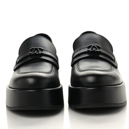Chanel Calfskin CC Platform Loafers 40 Black 2 of 11