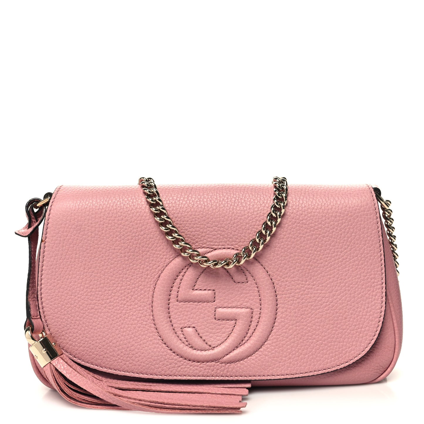 Pebbled Calfskin Medium Soho Flap Crossbody Pink