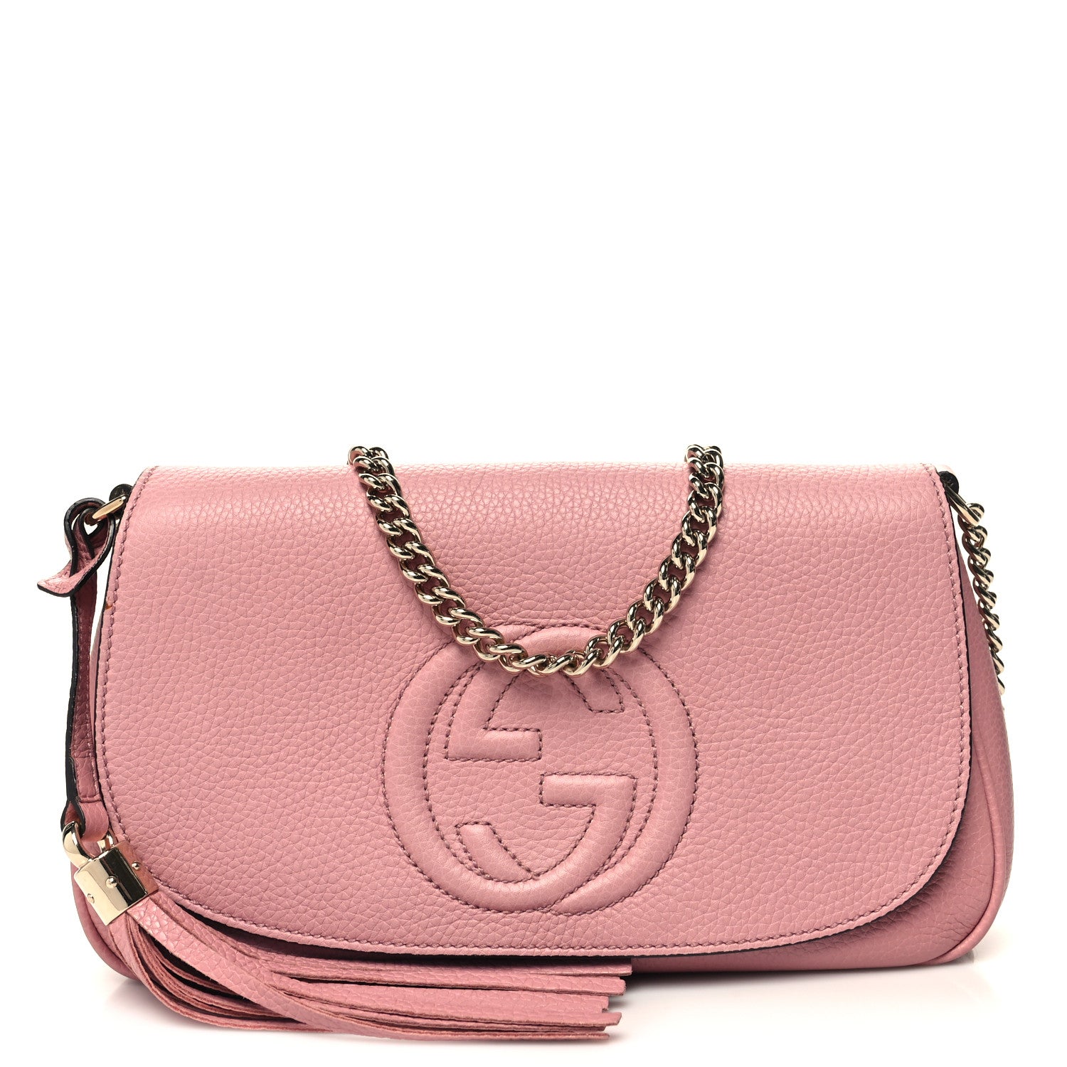 Gucci Pebbled Calfskin Medium Soho Flap Crossbody Pink 1 of 10