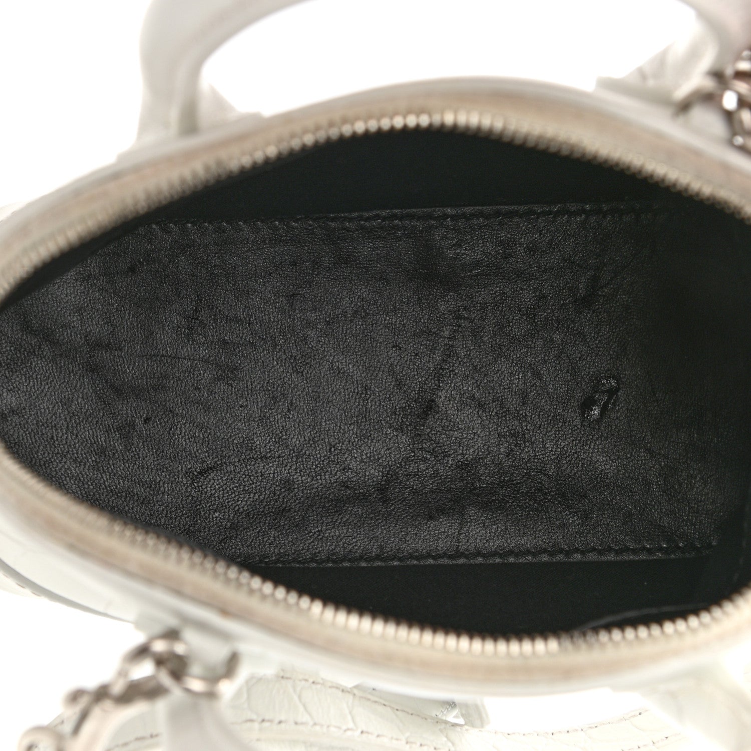 Balenciaga Calfskin Crocodile Embossed XXS Ville Top Handle Bag White Black 8 of 14