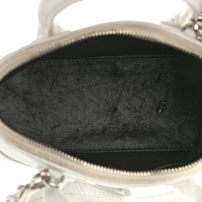 Balenciaga Calfskin Crocodile Embossed XXS Ville Top Handle Bag White Black 8 of 14