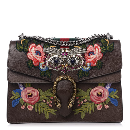 Gucci Calfskin Web Owl Embroidered Medium Dionysus Shoulder Bag New Acero Multicolor 1 of 9