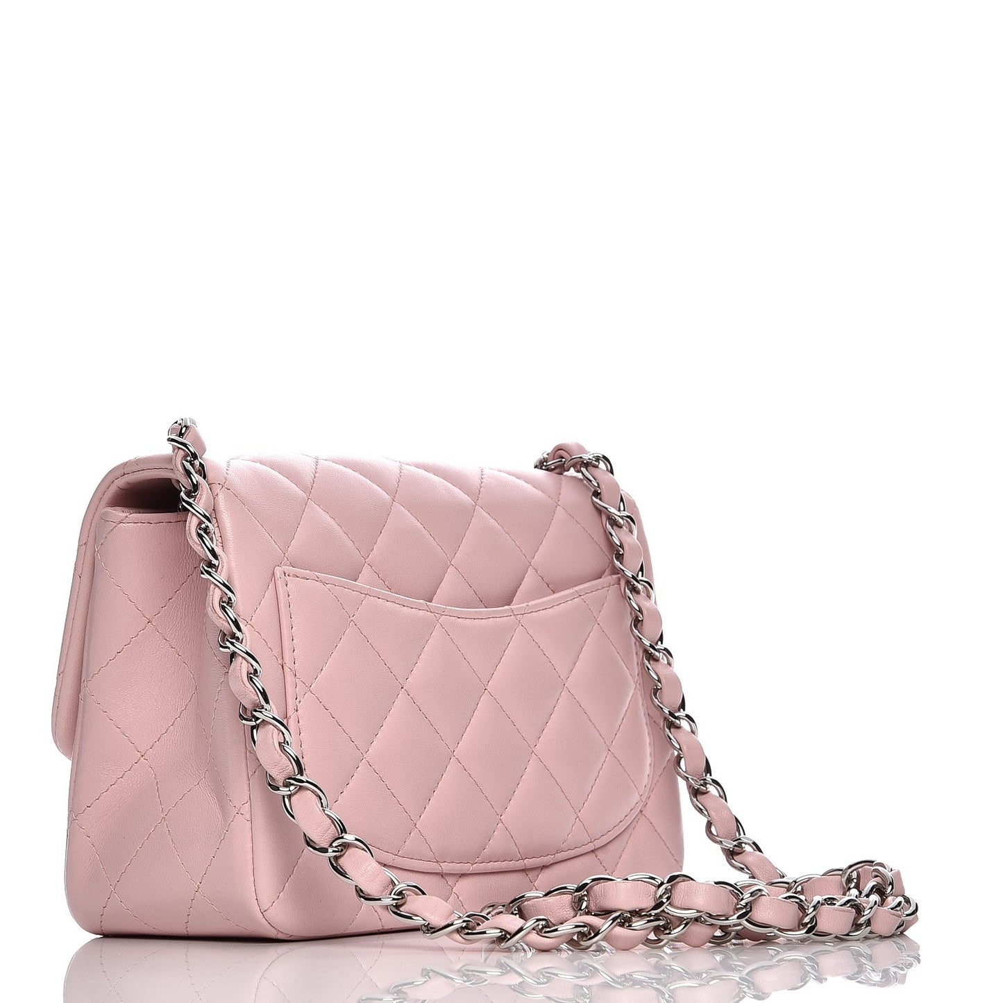 Lambskin Quilted Mini Square Flap Light Pink