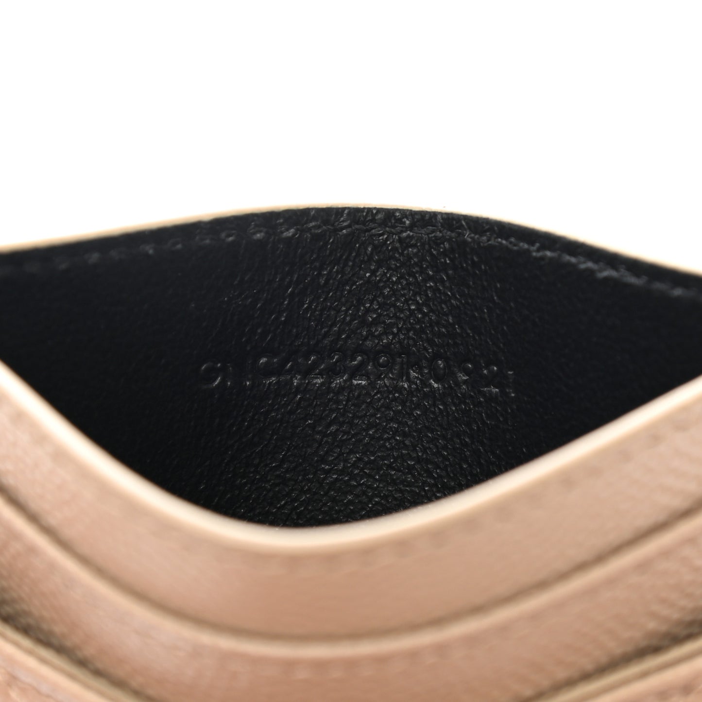 Grain De Poudre Matelasse Chevron Monogram Credit Card Case Dark Beige