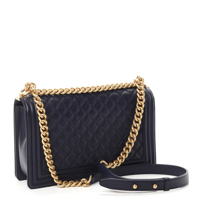 Chanel Caviar Quilted New Medium Boy Flap Dark Navy Blue 3 of 11