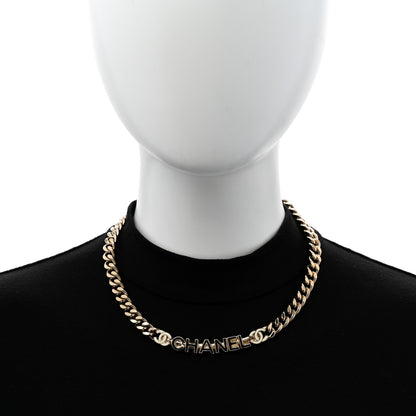 Chanel Enamel Metal Logo Choker Necklace Gold Black White 2 of 6