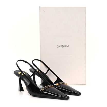 Saint Laurent Patent Calfskin Jacqueline 75 Slingback Pumps 37 Black 10 of 10
