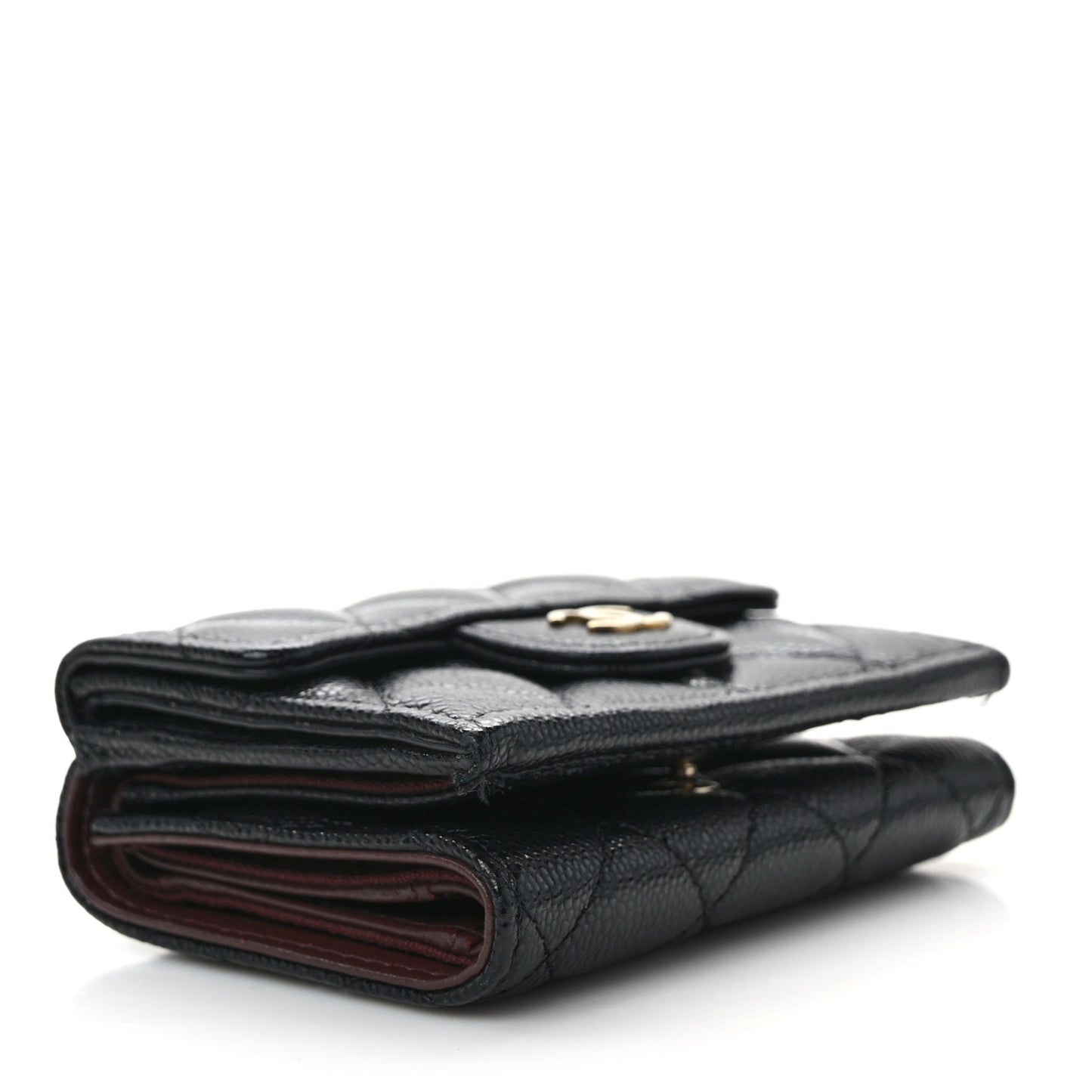 Caviar Quilted Double Flap Wallet Black