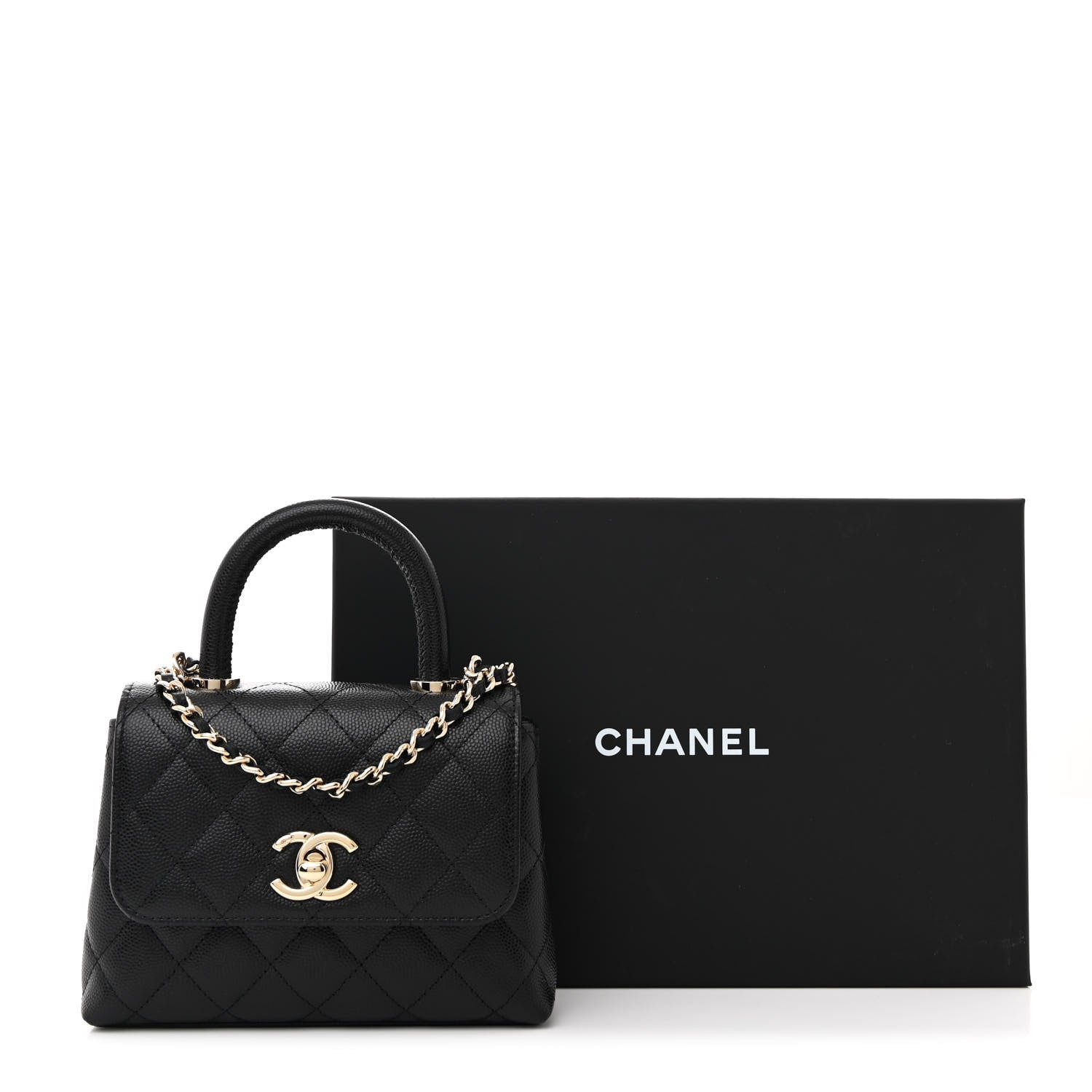 Chanel Caviar Quilted Coco Handle Clutch With Chain Black 11 of 11
