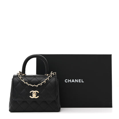 Chanel Caviar Quilted Coco Handle Clutch With Chain Black 11 of 11