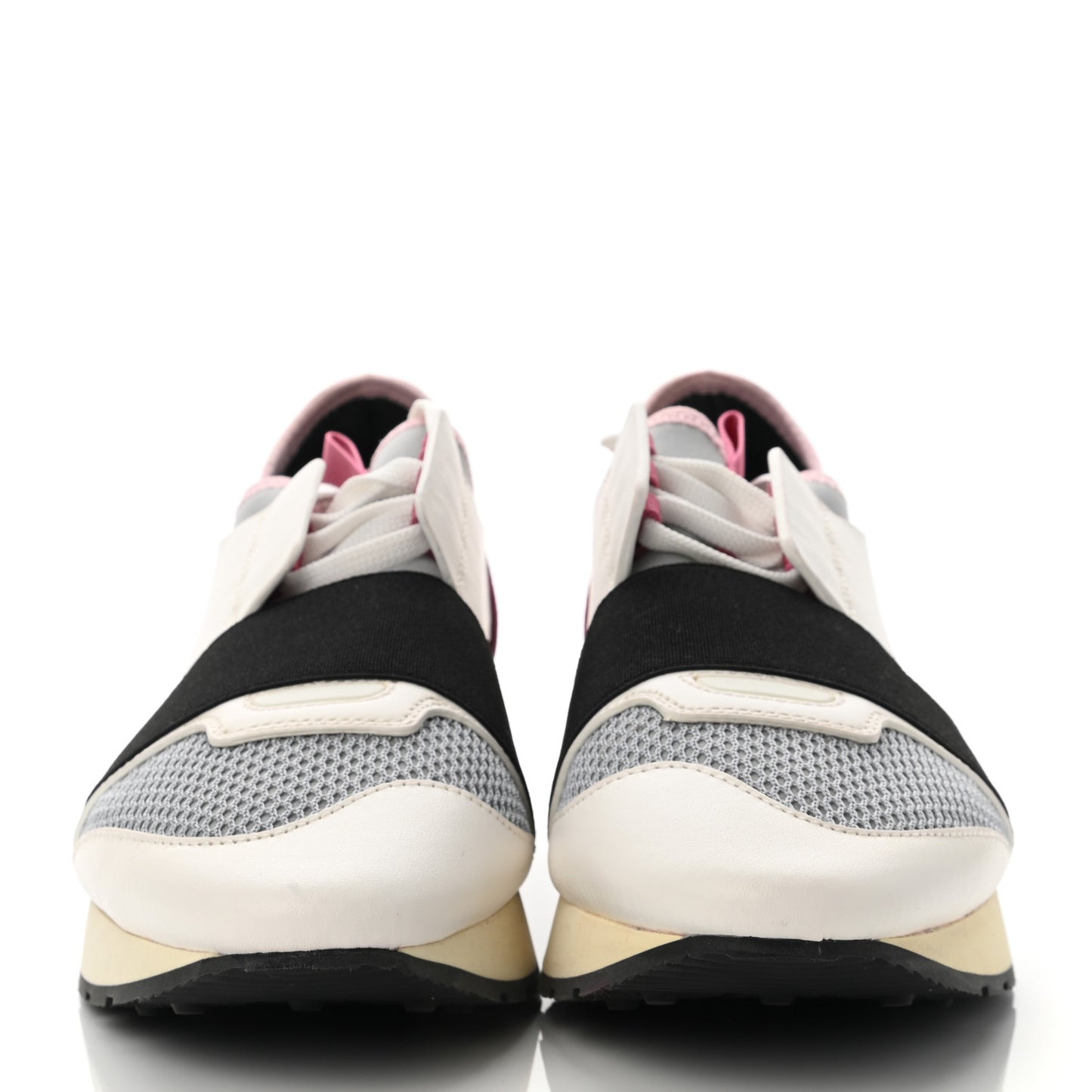 Calfskin Neoprene Mesh Suede Race Runner Sneakers 38 White Burgundy