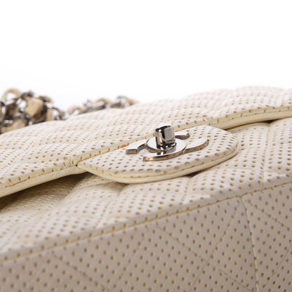 Chanel Lambskin Perforated Jumbo Single Flap White 9 of 15