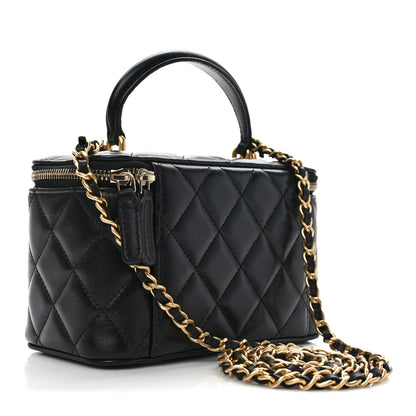 Chanel Lambskin Quilted Small Top Handle Vanity Case With Chain Black 3 of 10