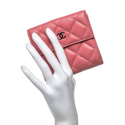 Chanel Lambskin Quilted Compact French Flap Wallet Pink 2 of 8