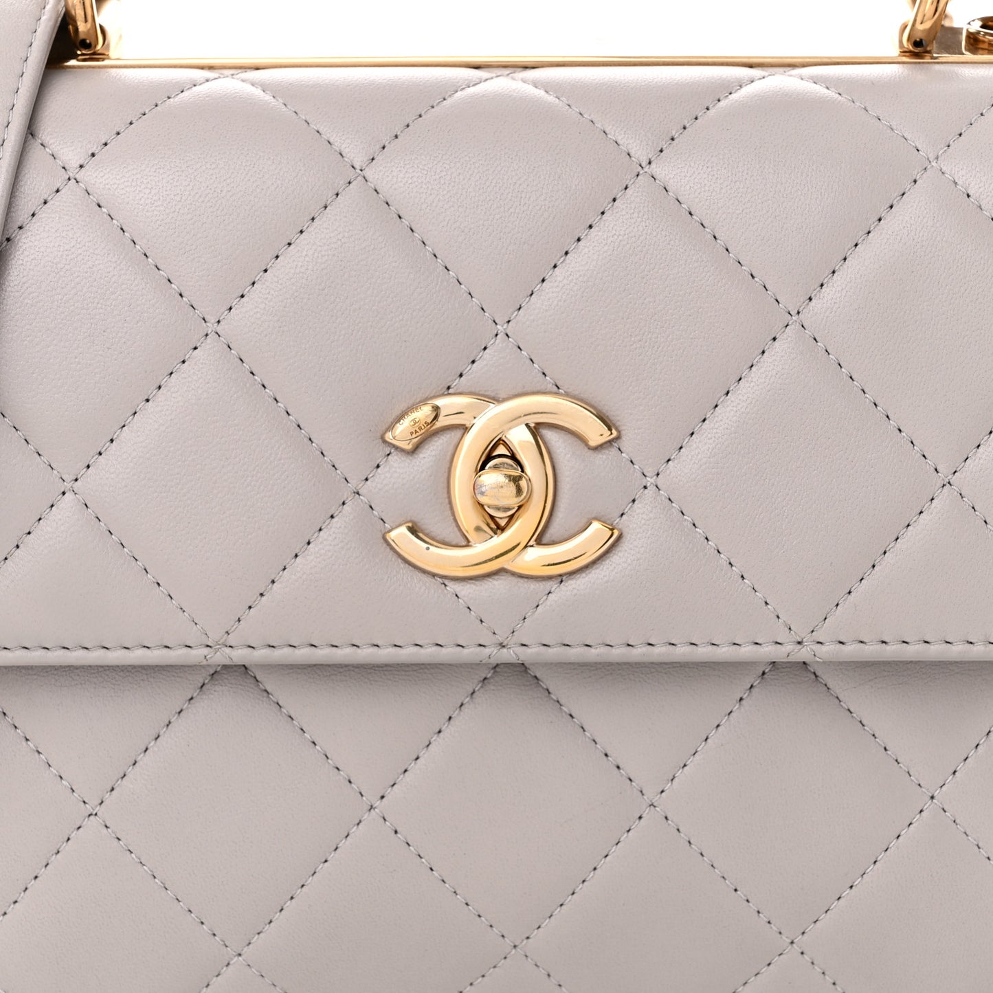 Lambskin Quilted Small Trendy CC Flap Dual Handle Bag Light Grey