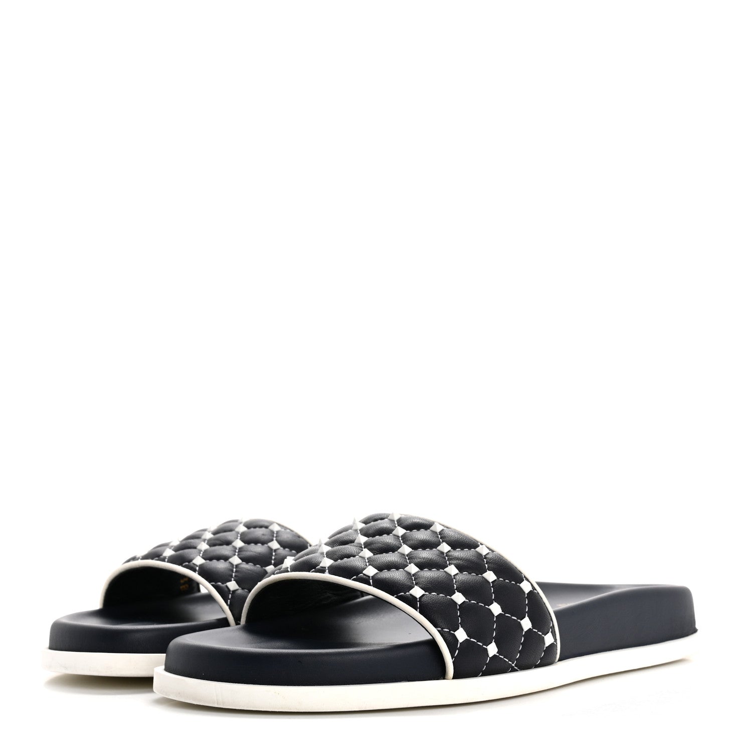 Valentino Garavani Nappa Free Rockstud Spike Pool Slide Sandals 38 Marine 4 of 12