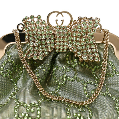 Gucci Nylon Crystal GG Monogram Mini Bow Clutch With Chain Green 8 of 10