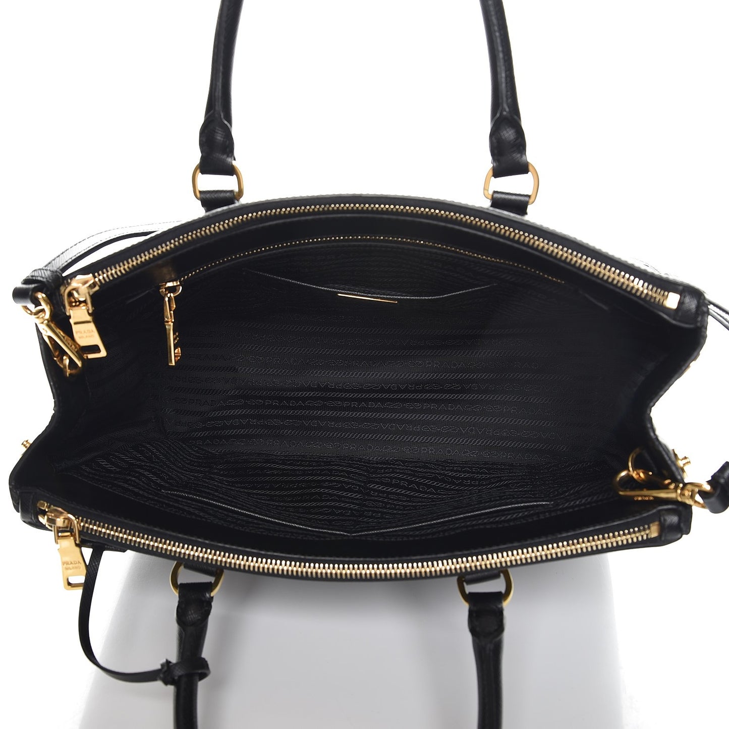 Saffiano Medium Galleria Double Zip Tote Black