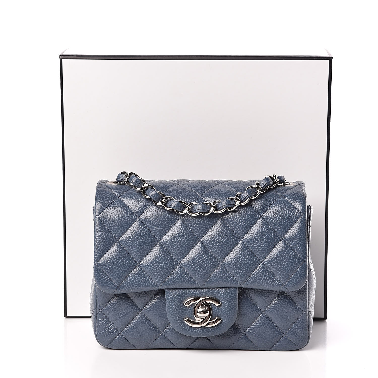 Chanel Caviar Quilted Mini Square Flap Dark Blue 11 of 11