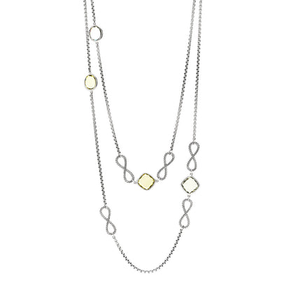 David Yurman Sterling Silver Prasiolite Citrine Infinity Station Necklace 1 of 4