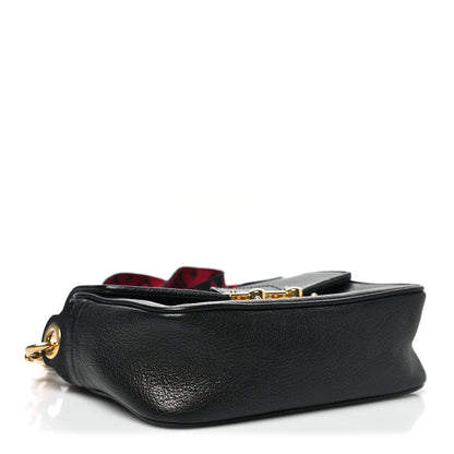 Miu Miu Goatskin Madras Crossbody Bag Black 4 of 9