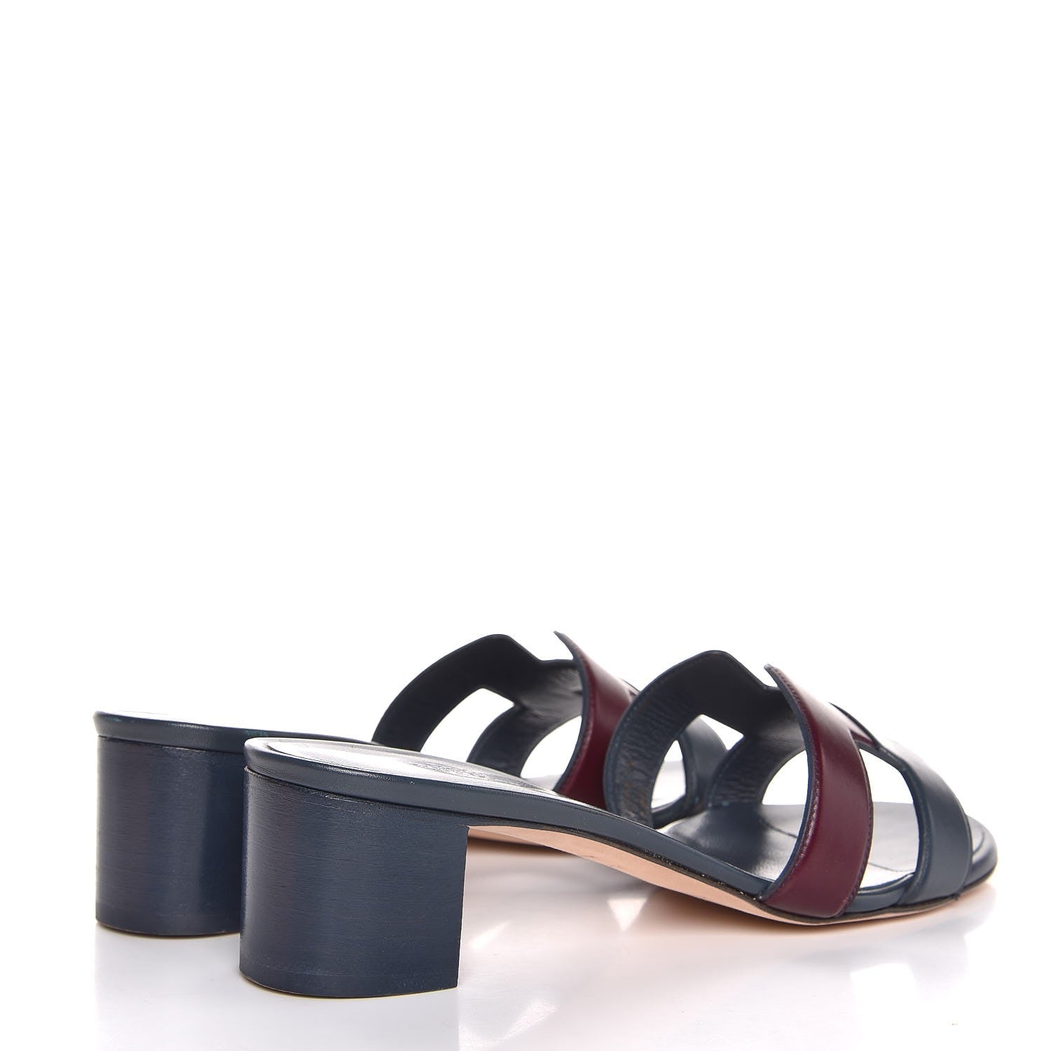 Hermes Calfskin Oasis Sandals 38 Bleu Ardoise Bordeaux 4 of 9