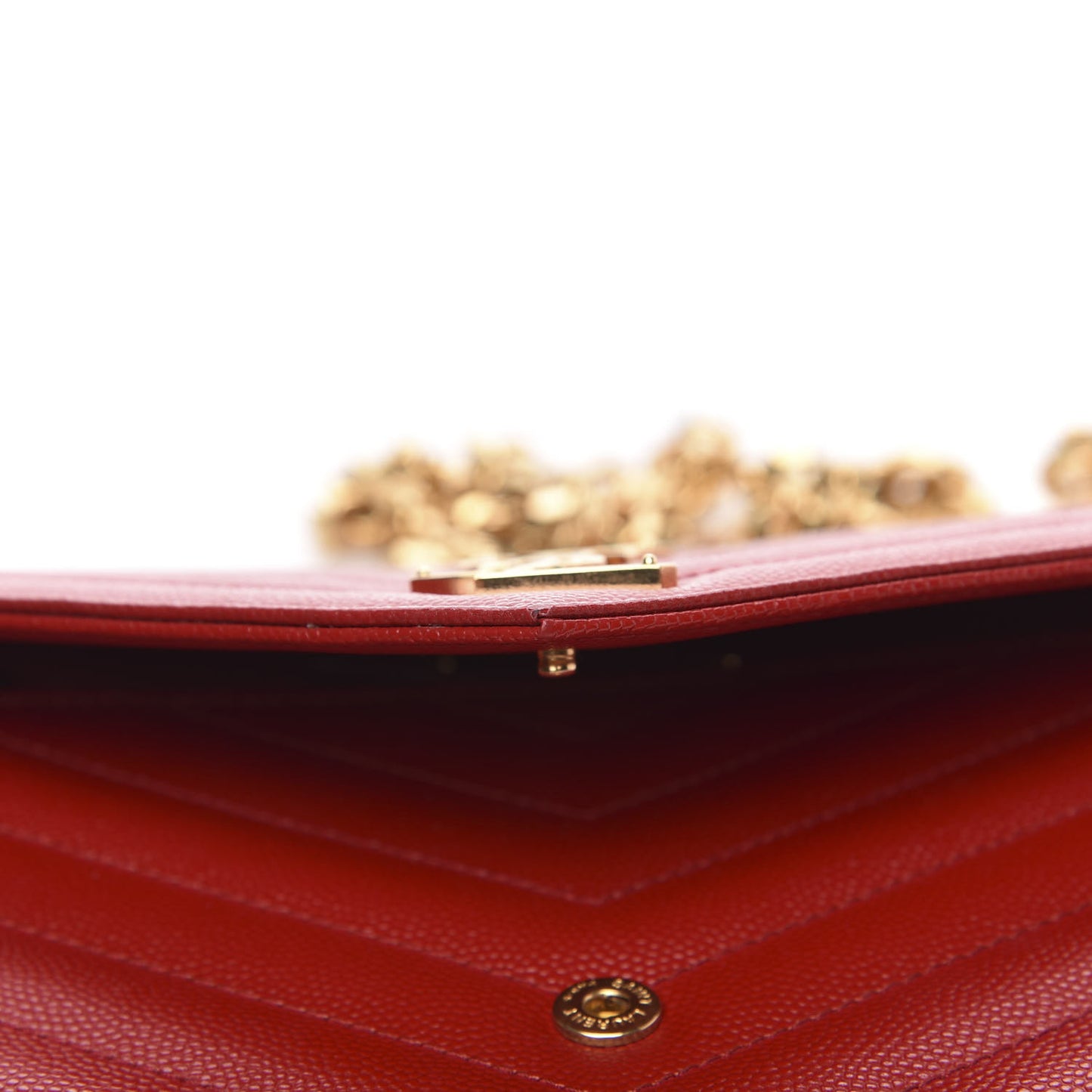 Grain De Poudre Matelasse Chevron Monogram Chain Wallet Vermillion