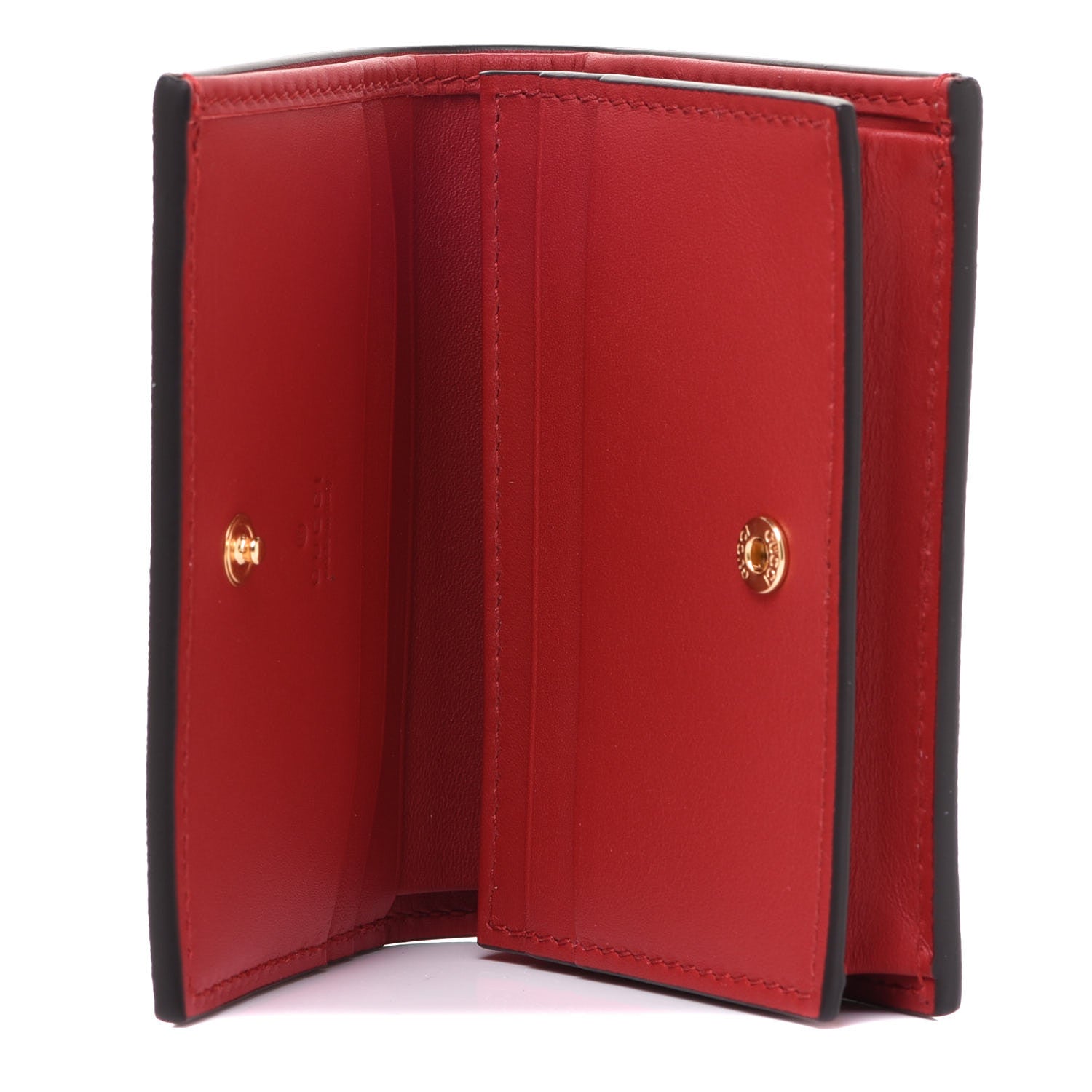 Gucci GG Supreme Monogram Bosco Patch Card Case Wallet Beige Malva Hibiscus Red 5 of 8