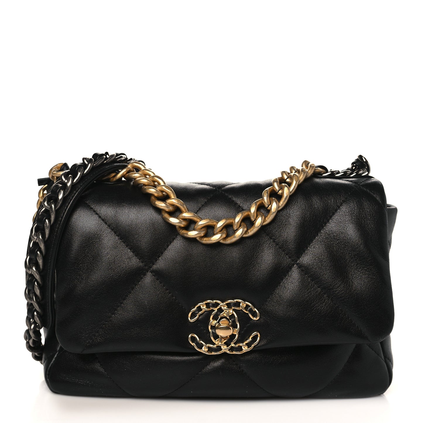 Goatskin Quilted Medium Chanel 19 Flap Black