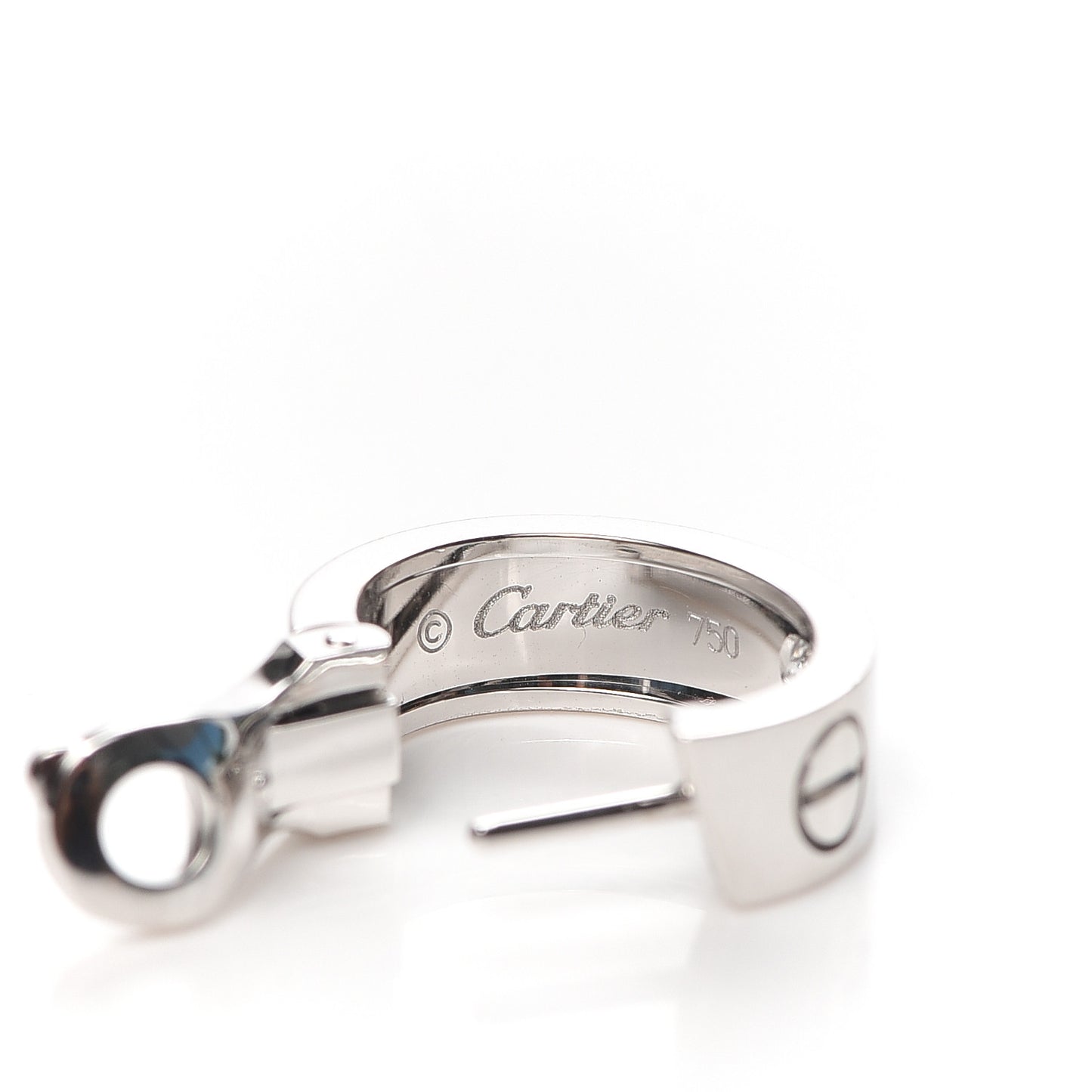 18K White Gold 2 Diamond 5.5mm LOVE Hoop Earrings