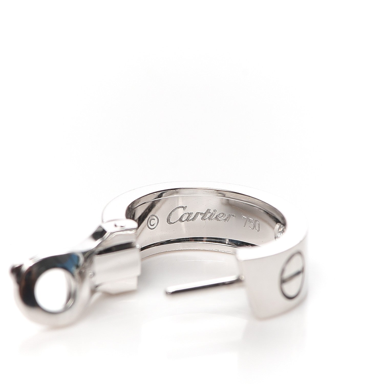 Cartier 18K White Gold 2 Diamond 5.5mm LOVE Hoop Earrings 4 of 6