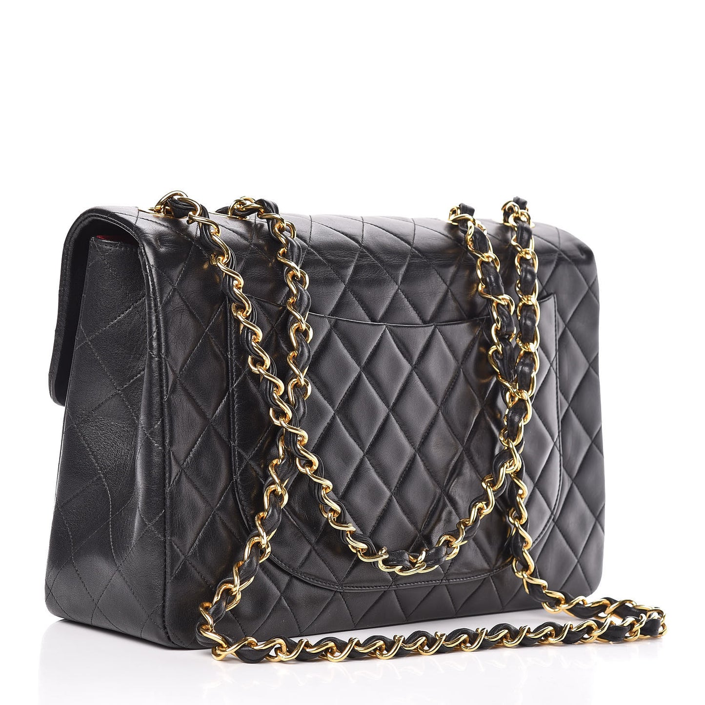 Lambskin Quilted XL Jumbo Single Flap Black