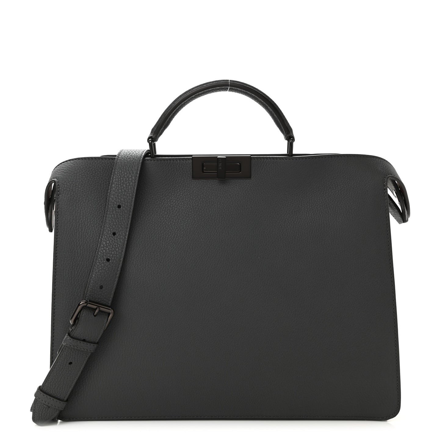 Cuoio Romano Vitello Cover Glazed Fabric Bi-Color FF 1974 Medium Peekaboo I SEE U Satchel Asfalto Praline Tobacco Moro