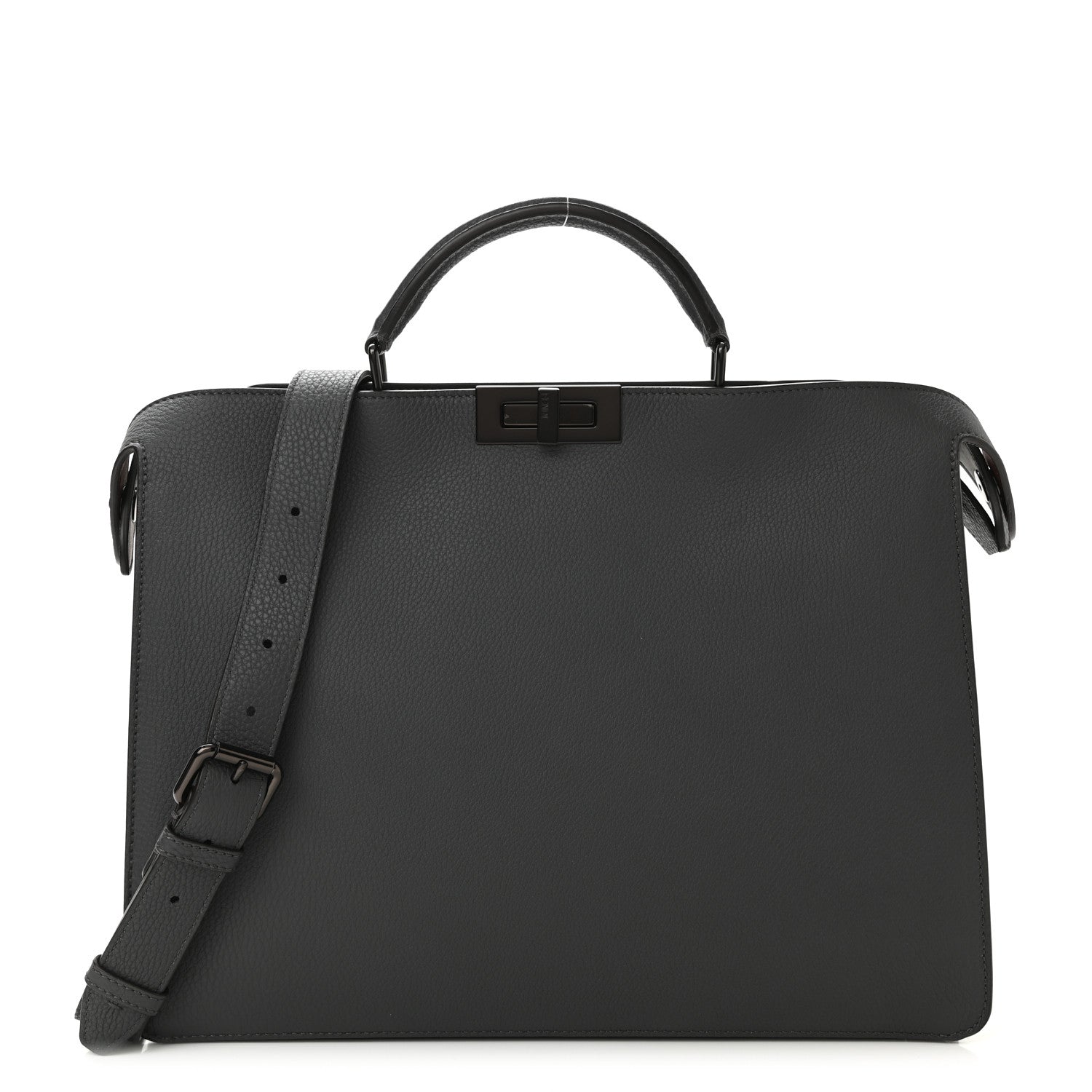 Fendi Cuoio Romano Vitello Cover Glazed Fabric Bi-Color FF 1974 Medium Peekaboo I SEE U Satchel Asfalto Praline Tobacco Moro 1 of 8