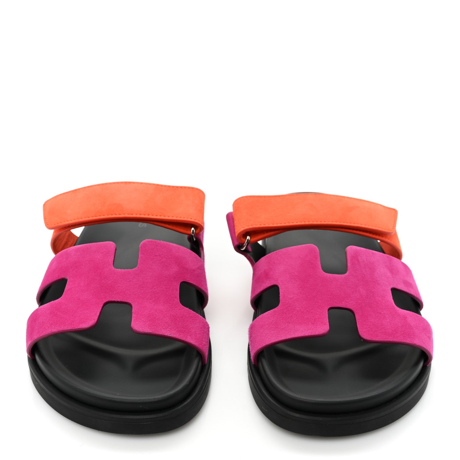 Hermes Suede Goatskin Womens Chypre Sandals 37.5 Rose Chapas Orange Synthetique 2 of 8