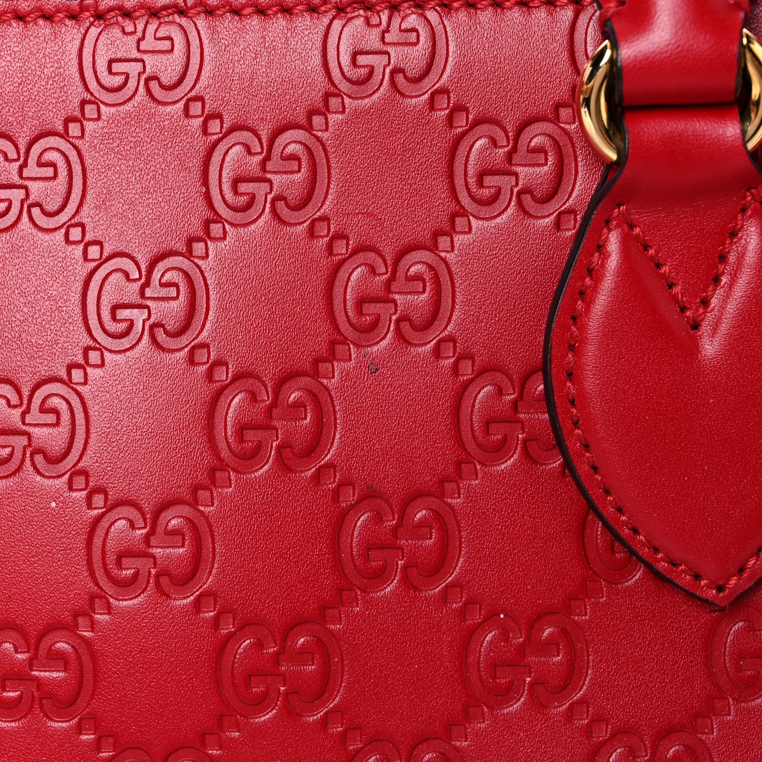 Gucci Guccissima Small Zippered Bucket Tote Hibiscus Red 18 of 20