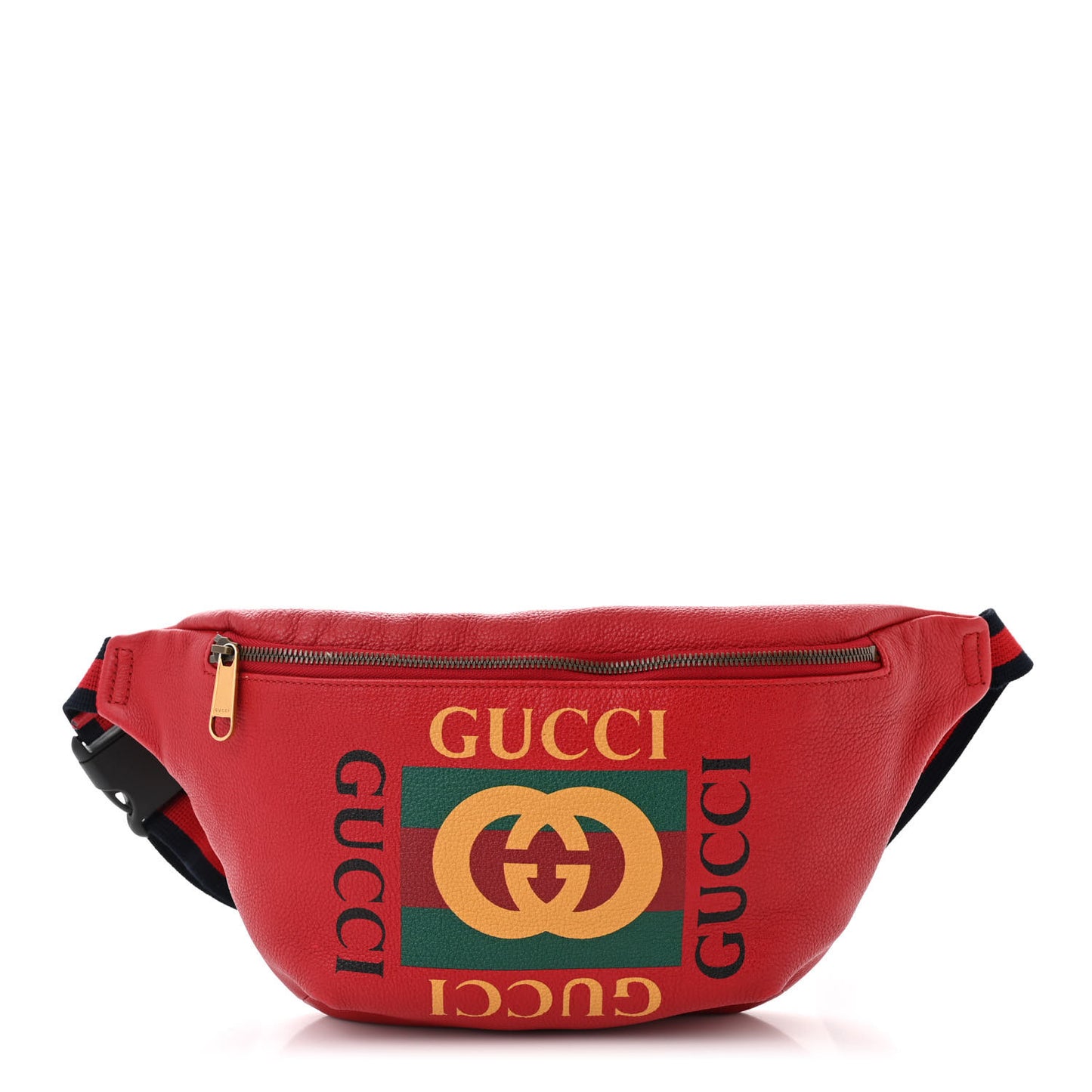 Grained Calfskin Logo Belt Bag Hibiscus Red