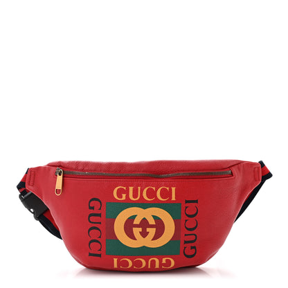 Gucci Grained Calfskin Logo Belt Bag Hibiscus Red 1 of 13