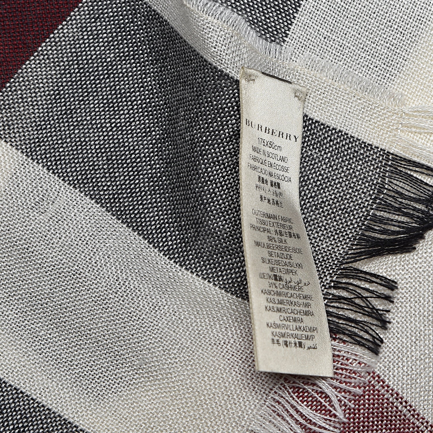 Burberry Cashmere Silk House Check Scarf Ivory 6 of 6