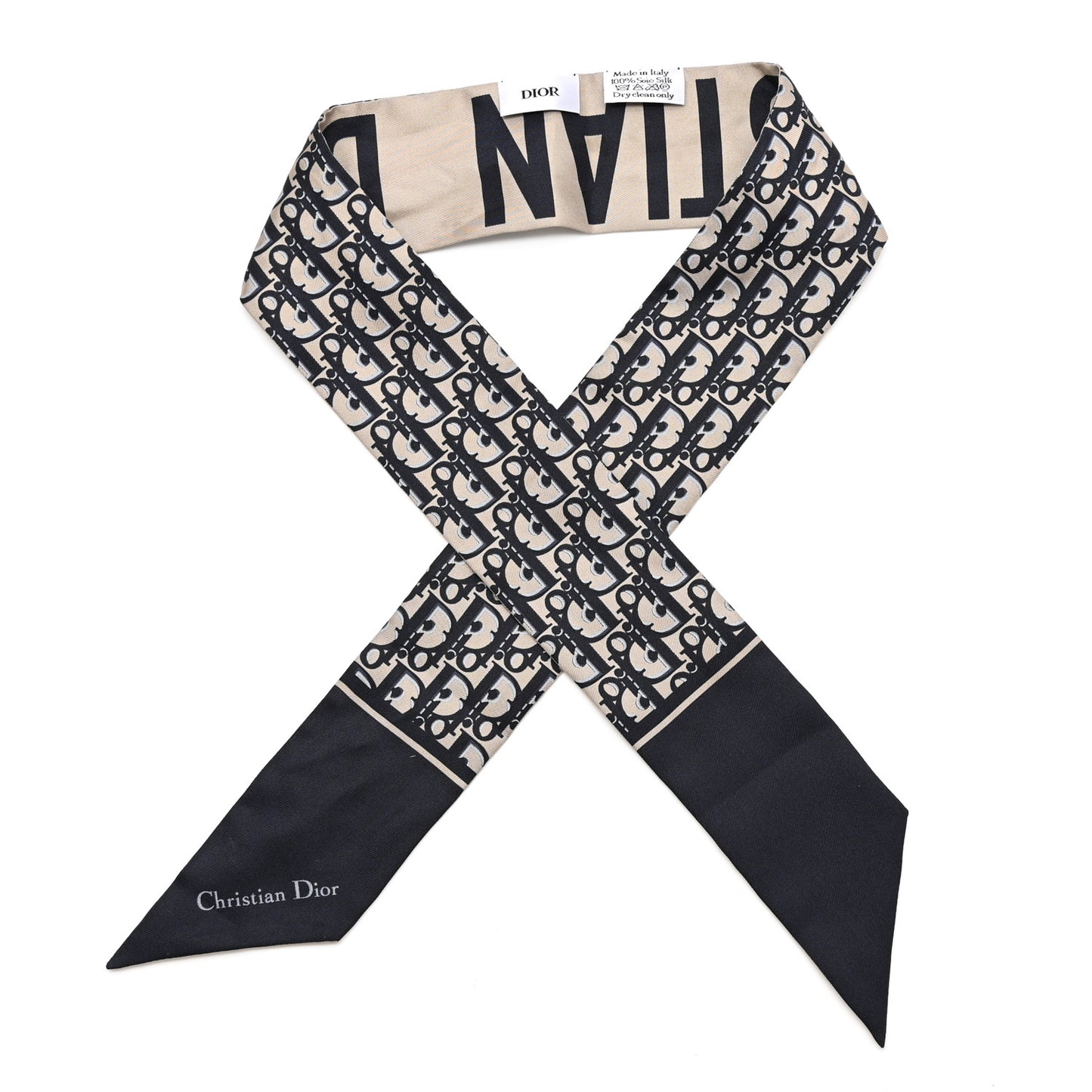 Silk Oblique Mitzah Scarf Bleu Marine
