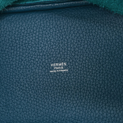 Hermes Taurillon Clemence Casaque Picotin Lock  18 MM Vert Bosphore Deep Bleu 6 of 10