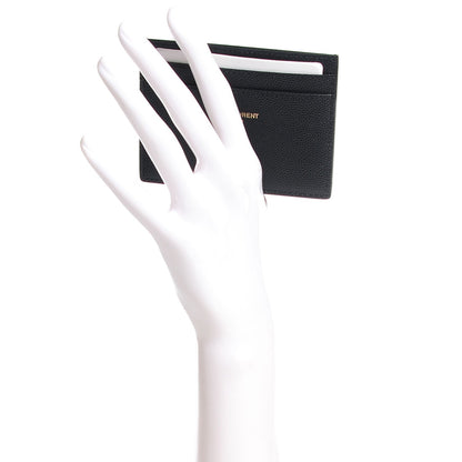 Saint Laurent Grain De Poudre Card Case Black 2 of 7