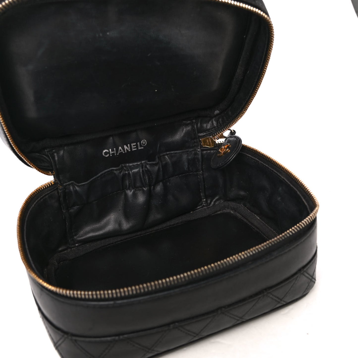 Lambskin Vanity Cosmetic Case Black