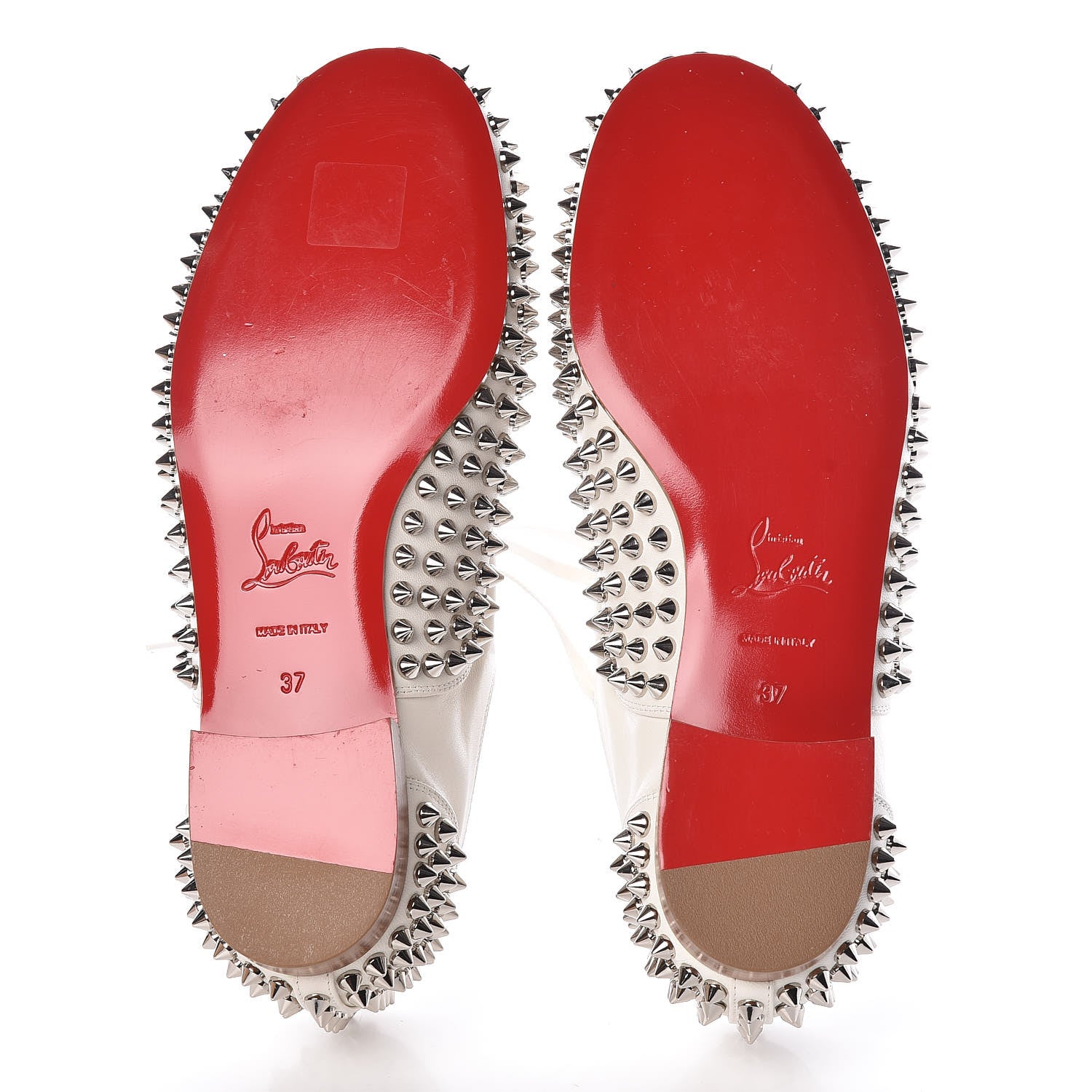 Christian Louboutin Nappa Freddy Spikes Donna Flat Sneakers 37 Latte Silver 5 of 8
