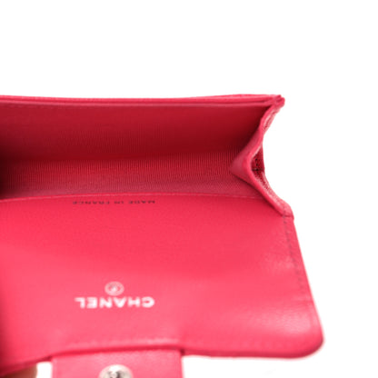 Chanel Caviar Quilted Flap Card Holder Wallet Fuchsia 5 of 9