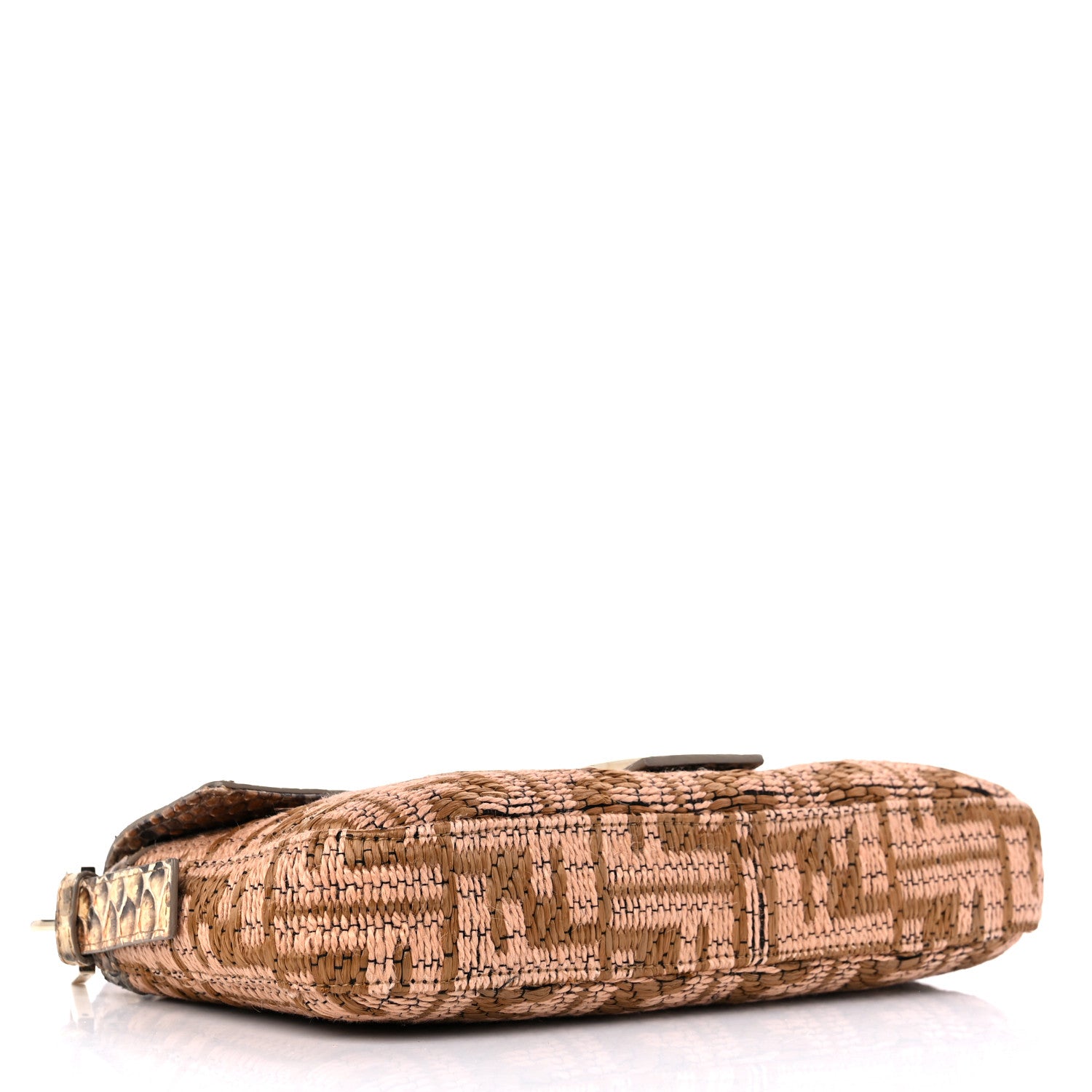 Fendi Raffia Snakeskin Baguette Beige 4 of 13
